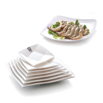 Jane Mi A8 melamine White warped plate stir-fried dish plate covered rice plate fast food plate Western plate KTV snack plate