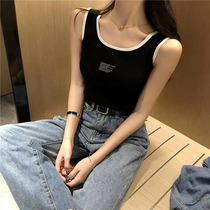 Korea Spring Fashion New Fashion Letter Print Hanging Vest Woman Wearing Sleeveless T-shirt Fixed Skin Blade