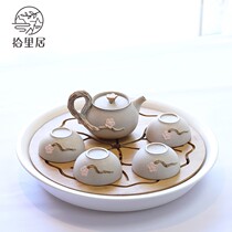ten livable in minimalist upscale Gongfu tea suit Home Japanese style modern set of ceramic tea cup tea pot gift