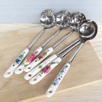 Buy 2 get 1 pot porridge spoon stainless steel small soup spoon hot pot colander thick Spoon long handle soup shell home
