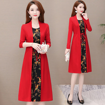 Early spring feminine knitted dress 2020 new spring and autumn dress foreign style fake two-piece temperament skirt