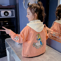 Girl Denim Jacket 2022 New Autumn Clothing Children Foreign Air Blouses CUHK Childrens Spring Autumn Season Online Red Korean Version Childrens Clothing