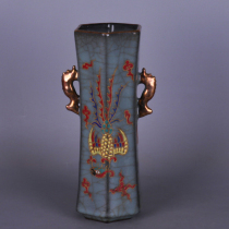 Song Guan kiln glaze gold colorful Phoenix picture vase vase old antique porcelain play Dong ornaments folk study collection