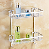 Space aluminum shelf Double layer with hook bathroom square shelf Bathroom pendant Bathroom corner rack pylons