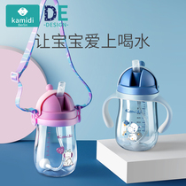 Little fun straw cup Childrens water cup Baby learning drinking cup Household anti-drop anti-choke anti-leak duck mouth drinking cup Baby