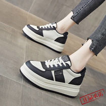 Hong Kong Increased Womans Shoes 2022 Spring New Handy - plus Shoes Leather Thick - sole Pine Casual Plate Shoes