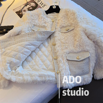 Cotton sweater wool jacket 2022 Spring autumn new lamb fur small fragrant wind blouse 100 hitch in Korean family small crowdcotton clothes