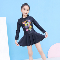 New Black Children Swimsuit Woman One-piece Dress Long-sleeved Girl Girl Girl Swimsuit Beach Swimsuit