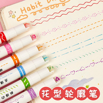 Flower Profile Pen Curve Pen Hand Transcript Special Fluorescent Marker Pen Wave Pen Linear Pen Students With Scribbe Notes Hand Account Notes Pen Color Multicolored Scribe set of colorful pens