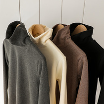 Autumn-winter ladies Develed undershirt blouses large code high collar long sleeves fat mm grubby pure colour inner lap thickened undercoat