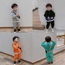 Baby Spring and Autumn Set 2021 new childrens clothing boys leisure sports two-piece children Korean version of sweater pants tide