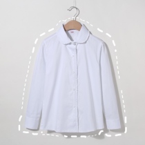 Childrens long sleeve white shirt boys flower children cotton single layer spring and summer new student White Shirt School uniform performance uniform