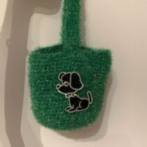 Original homemade Cool Trampoline Cute Puppy Green Bag Hands bag Handbags Soft Phone Bag Woven Bag
