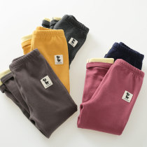 Child Edge Workshop Pure Cotton Elastic Girl Garter Pants External Wear 100 lap casual pants swarm with small feet warm and thickened long pants