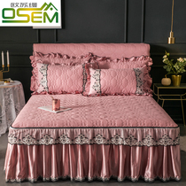 European cotton lace skirt type single piece pure cotton padded cotton bed cover non-slip sheet 1 5 m 18 m bed cover