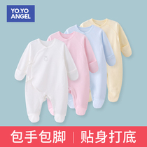 Newborn Clothes Conjoined Spring Autumn Pure Cotton Bunk Feet With Feet First Baby Khacoat Summer Thin Baby Monk Clothes