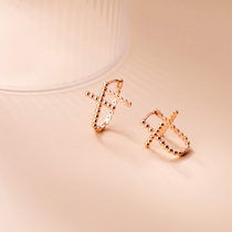 925 sterling silver cross ear buckle female temperament Korean simple net red trendy ear jewelry