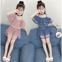 Childrens clothing girl summer suit 2021 New Chinese children Korean version of chiffon two-piece Childrens foreign style girl clothes