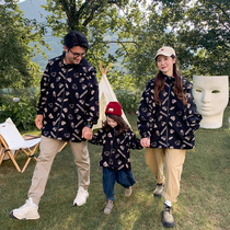 Korean Parent-Child Clothing Autumn 2021 New Mother Women Mother and Child A family of three four casual foreign cardigan coat