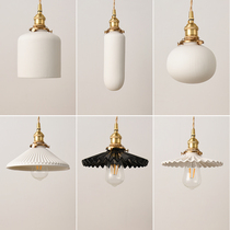 Nordic Japanese brass ceramic single-head dining table Small chandelier Bed and breakfast Bedside aisle Entrance Bar Restaurant chandelier