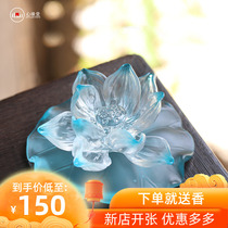 Heart Rim Lotus lotus scented candle holder Handicraft Desktop Ornament Pendulum with Fragrant Furniture Cup Cushion Guffa Glazed Wire