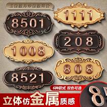 Decorative brand office hotel box door number advertising creative stickers warm number plate home digital brand