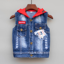 Spring Child Clothing Boy Cowboy Waistcoat 2022 Spring Autumn Thin childrens vest jacket CUHK Tong Baby Shoulder Tide