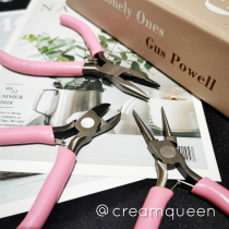 Pink Soft Glue Handle Mini Old Tiger Pliers Sharp Mouth Pliers Twill Wire Pliers DIY Drop Glue Key Button Pendant