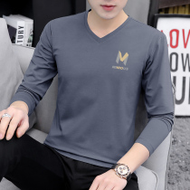 2022 new trendy line printed long sleeve T-shirt for mens blouse clothes in mens clothing pure cotton for undershirt v.
