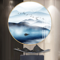 New Chinese round decorative painting porch living room landscape hanging painting restaurant study tea room homestay ink painting mural painting