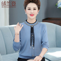 Western style mother Spring New knitted sweater middle-aged and elderly ladies spring and autumn long sleeve thin sweater short inner top tide