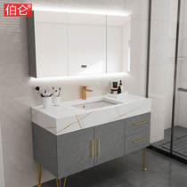 Burun light luxury wash basin cabinet combination Net red rock board bathroom cabinet bathroom sink mirror cabinet