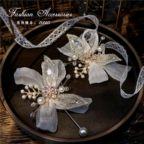 Bow knot ribbon super fairy beauty bride wedding wrist flower bridesmaid sister group hand tied flower groom wedding word brooch