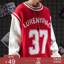 Sweater mens thick 2020 autumn and winter new couple fake two loose lazy wind sweater jacket