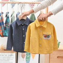 Boy long sleeve shirt plaid baby spring clothing blouse for childrens cardio-hoodie childrens clothing foreign air children spring and autumn turtlenecks