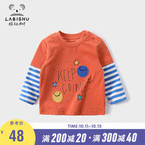 Price 65 Boys T-shirt loose childrens clothing 2021 spring and autumn children long sleeve T-shirt baby bottoming shirt