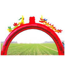 Inflatable arch Golden wedding Inflatable dragon and phoenix arch opening celebration Wedding happy event Red gold arch gas mold new