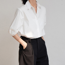 2021 New Korean cold air retro bubble sleeve white shirt female professional summer loose short sleeve top