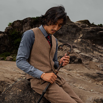 SOARIN Inn Wind retro Mao suits waistcoat Machia Mens Thousand Birds Plaid business is fitting for a casual Thing waistcoat