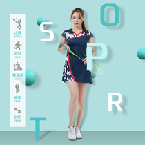 New badminton suit women Spring and Autumn slim fashion quick-drying half-length Sports golf tennis dress dress