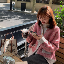 In momo (flower casser-large cardio-hoodie) Korean version fashion knitted jacket female autumn winter 100 hitch warm and thin blouses