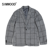  Simwood Jianmu mens mens autumn and winter new suit gray plaid mixed wool casual blazer men