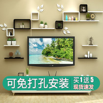 Wall shelf Living room TV and TV Background wall Creative plaid room wall Perforated Wall-mounted Cabinet Decoration