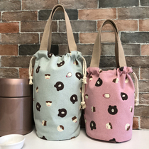 Canvas lunch box bag round belt Rice Bag tote bag braised cup set kettle water Cup bag Hand bag cloth