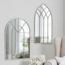 Neoclassical mirror Decorative mirror Simple modern entrance mirror Foyer living room background wall Fake window decoration hanging mirror