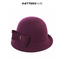 Hat Shihui Hat Women's Autumn and Winter Elegant Suitable for Round Face Hat Winter Wool Felt Hat Bow Fisherman Hat