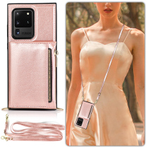 Card bag Samsung s20ultra mobile phone shell zero money bag s21ultra slanted satchel anti-fall s20 ten light lavish leather s10plus Creative square apply note20 gas