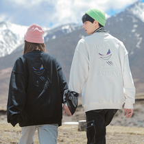 Stereo Embossed Pullover Sweater Mens Round Neck Spring and Autumn New Loose Tide Brand Couple Jacket Jacket oversize Top