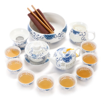 Mingfeng Ceramic Kung Fu Tea Set Blue and White porcelain exquisite tea set Honeycomb exquisite porcelain cover bowl Teacup Tea set