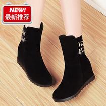 Increased womens boots 2020 autumn and winter New j womens shoes English snow boots flat short boots plus velvet tube